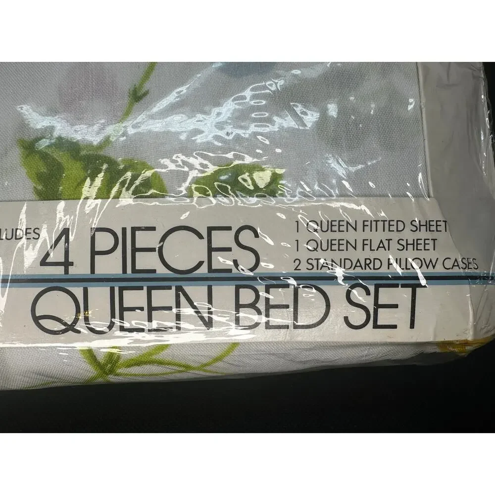 VTG Springs No-Iron Queen Bed Set 1 fitted 1 flat 2 pillowcases Summer Breeze
